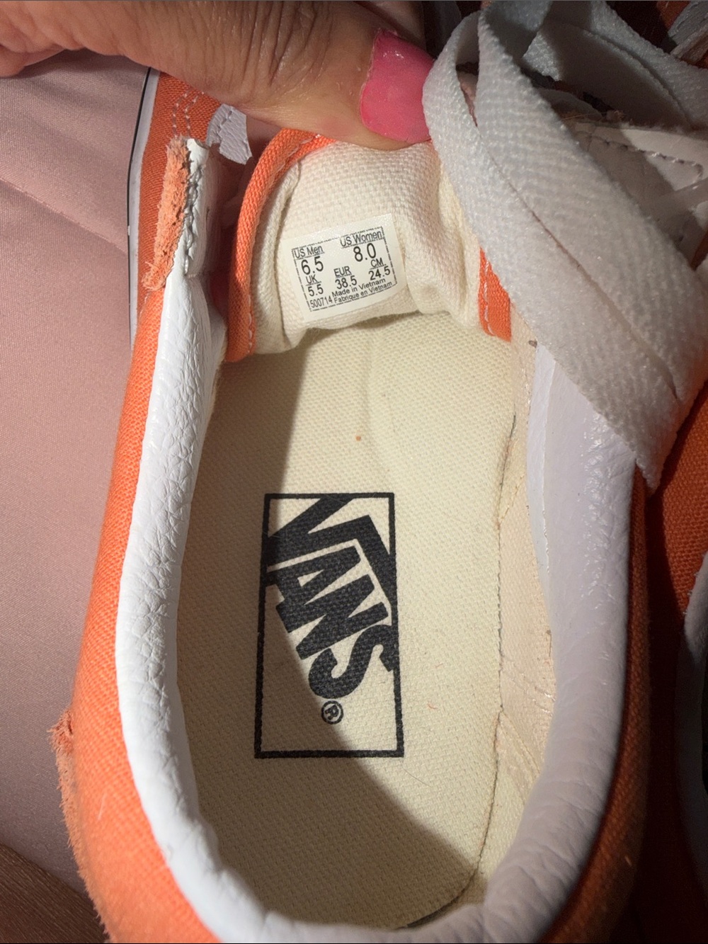 Vans Old Skool Sneakers in Peach with White Stripe - Picture 10 of 13